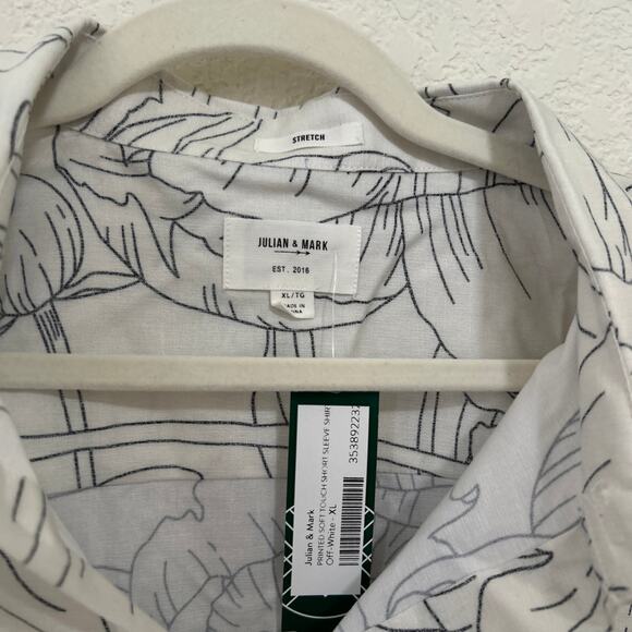 Julian & Mark Men's Printed Stretch Short Sleeve Shirt Blue Floral Size XL - Picture 2 of 4